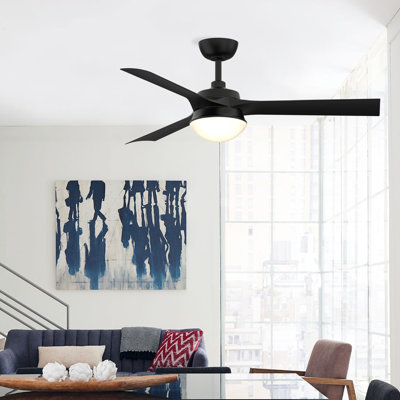 Barlow 52 inch Indoor/Outdoor Ceiling Fan with LED CCT Select Light Kit - Black with Black blades