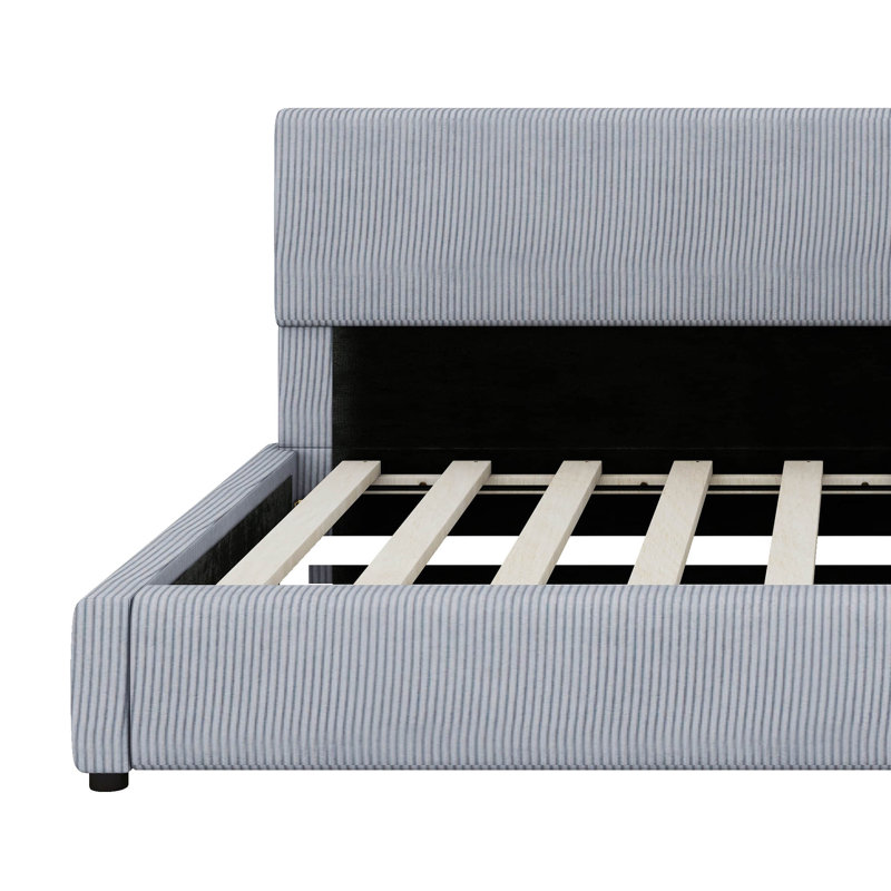 L-Shaped Corduroy Daybed, Gray, Full