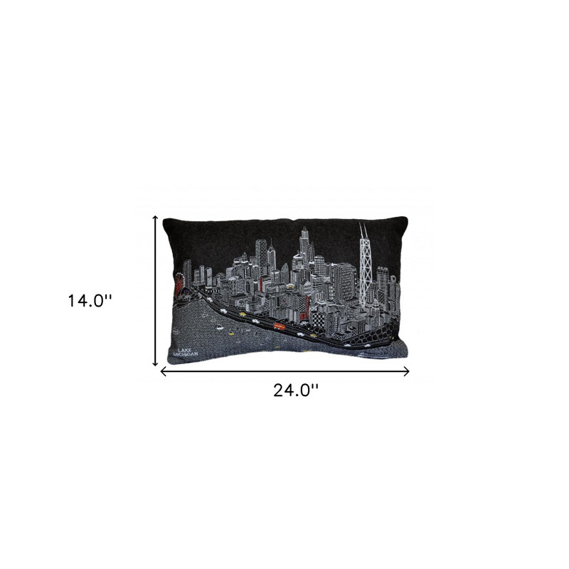 Coussin lombaire 24 po Minneapolis, Noir mat / rouge