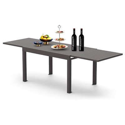 Table de salle à manger extensible pour patio avec surface imperméable, en aluminium et métal de 53 à 106 po pour 6 à 8 personnes, table de jardin rectangulaire à l'intérieur et à l'extérieur