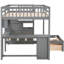 Lit superposé simple au-dessus de simple gris avec bureau, tiroirs et rangement pour un lit de chambre fonctionnel et relaxant, finition, tablettes-130155679-130155678