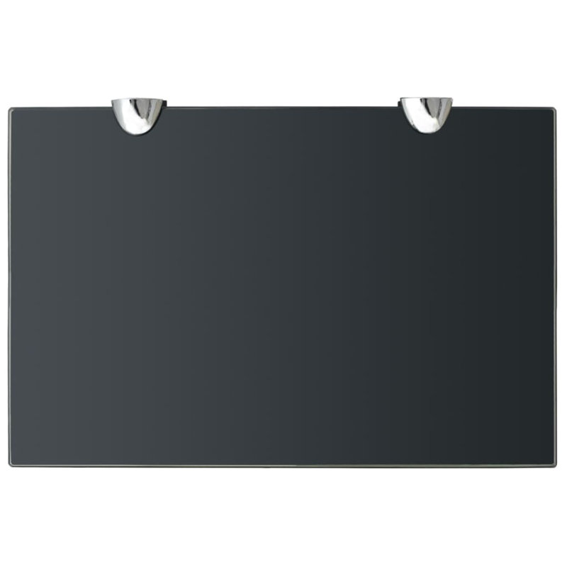 2 Piece Glass Floating Shelf, 0.8cm H x 30cm W x 20cm D, Black