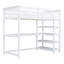 Lit mezzanine simple avec tablettes de rangement et bureau sous le lit, blanc, conception compacte et durable pour les chambres modernes-780428125