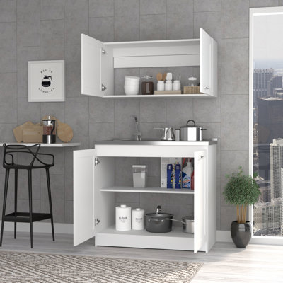 Perseus 2-pc Kitchen Cabinet Set includes Countertop base unit and wall mounted Cupboard