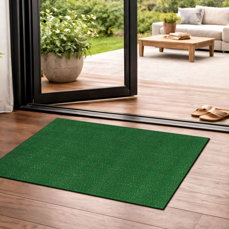 Artificial Turf Solid Grass Indoor Outdoor Area Rug, Rectangle 2'3" x 4'