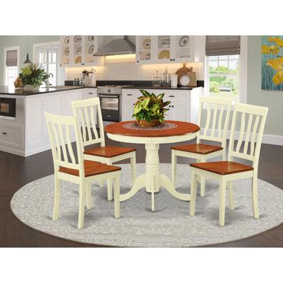 Slavens Drop Leaf Rubberwood Solid Wood Dining Set