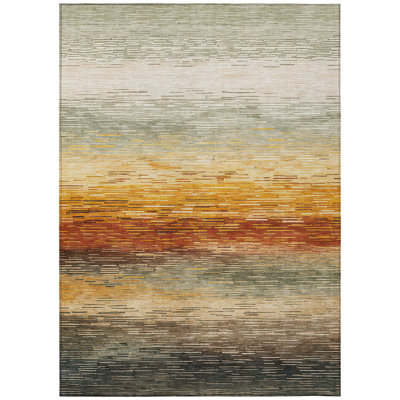 Machine Washable Indoor/Outdoor Chantille ACN2938 Striped Rug
