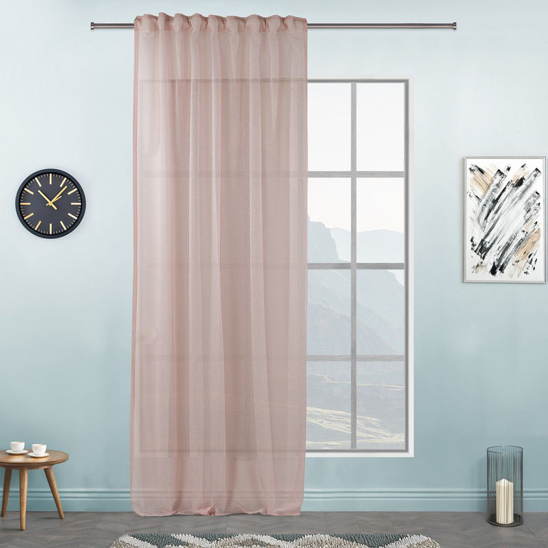 Sheer Single Curtain Panel, 260" W x 265" L, Pink