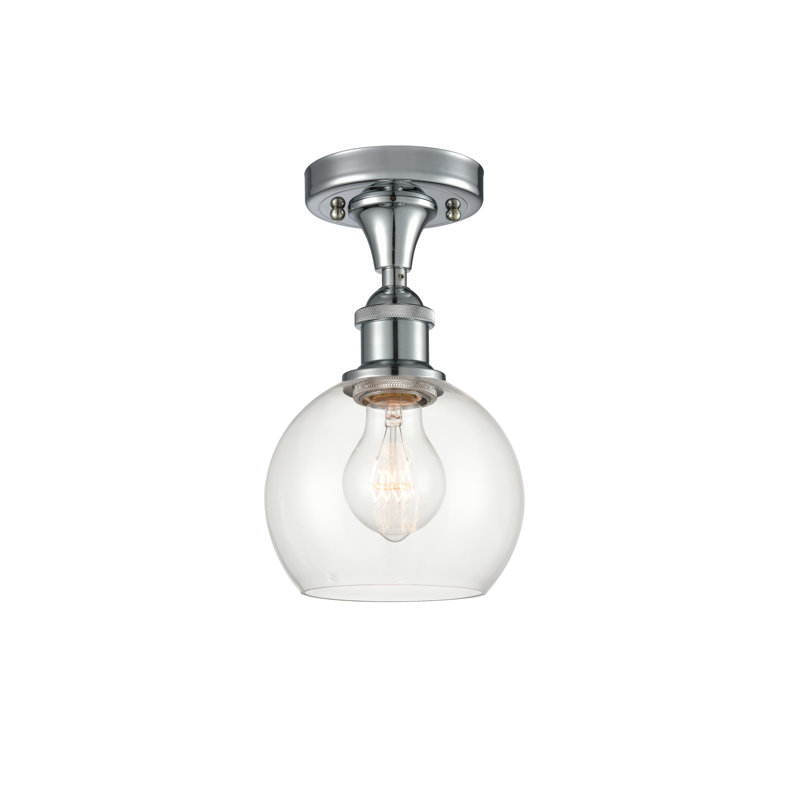 Cindi Glass Semi Flush Mount, Clear, Polished Chrome