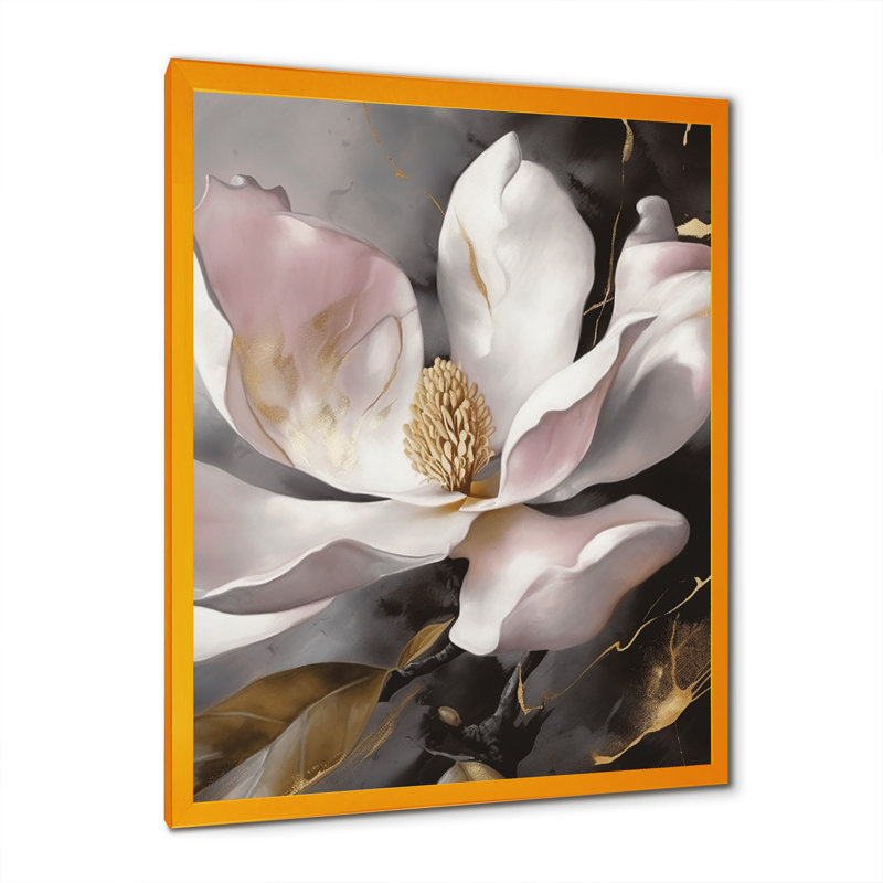 Rose magnifique Magnolias II - impression, H 20 po x l 12 po x P 1 po, Encadrement doré