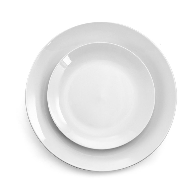 All U Need 60-Piece White Ceramic Dinnerware Set with Silver Flatware