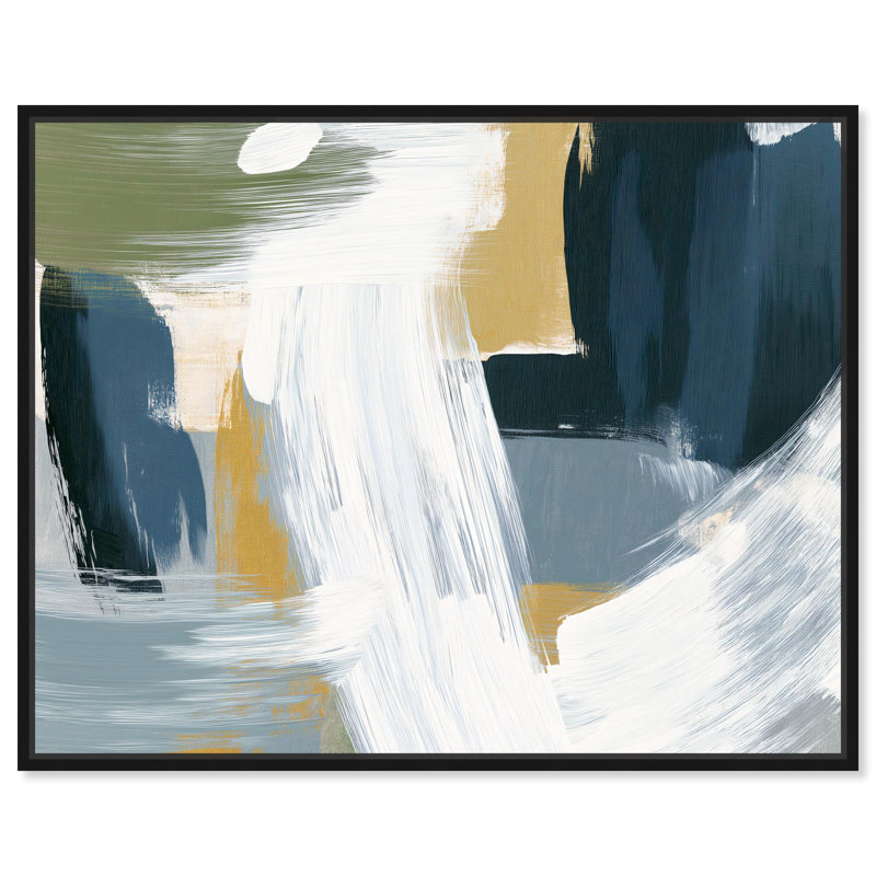 Décoration murale abstraite "Moss Layers III" par , H 21 po x l 21 po, Cadre flottant noir