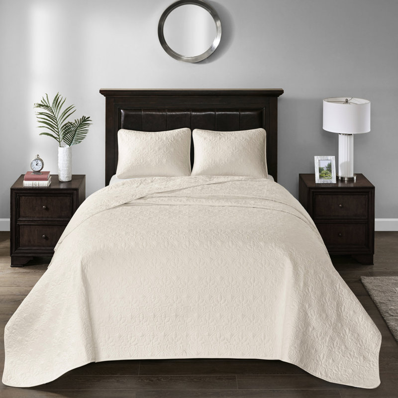 Couvre-lit grand réversible crème - rembourrage en coton prélavé pour un sommeil confortable, délicatesse matelassée, matelas profond surdimensionné, 2 taies décoratives incluses Confort, luxe, livré avec