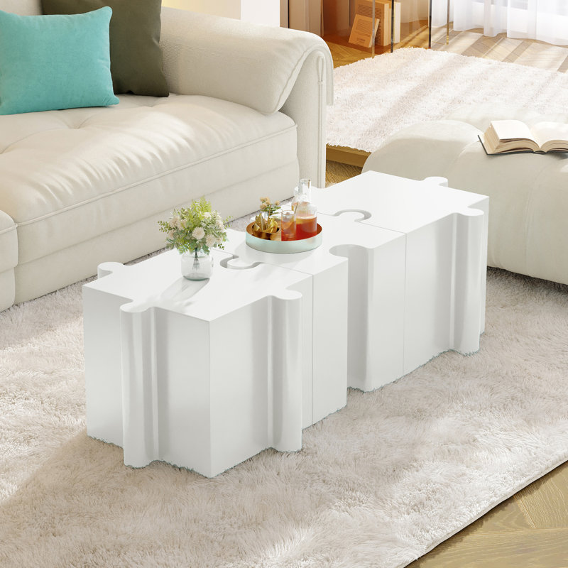 White 3 Modular Side Tables With Interlocking Design, 200lb Capacity For Indoor And Outdoor Display Areas Functionality