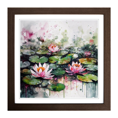 Water Lily Pond Splatter Art No.3 - Framed Print