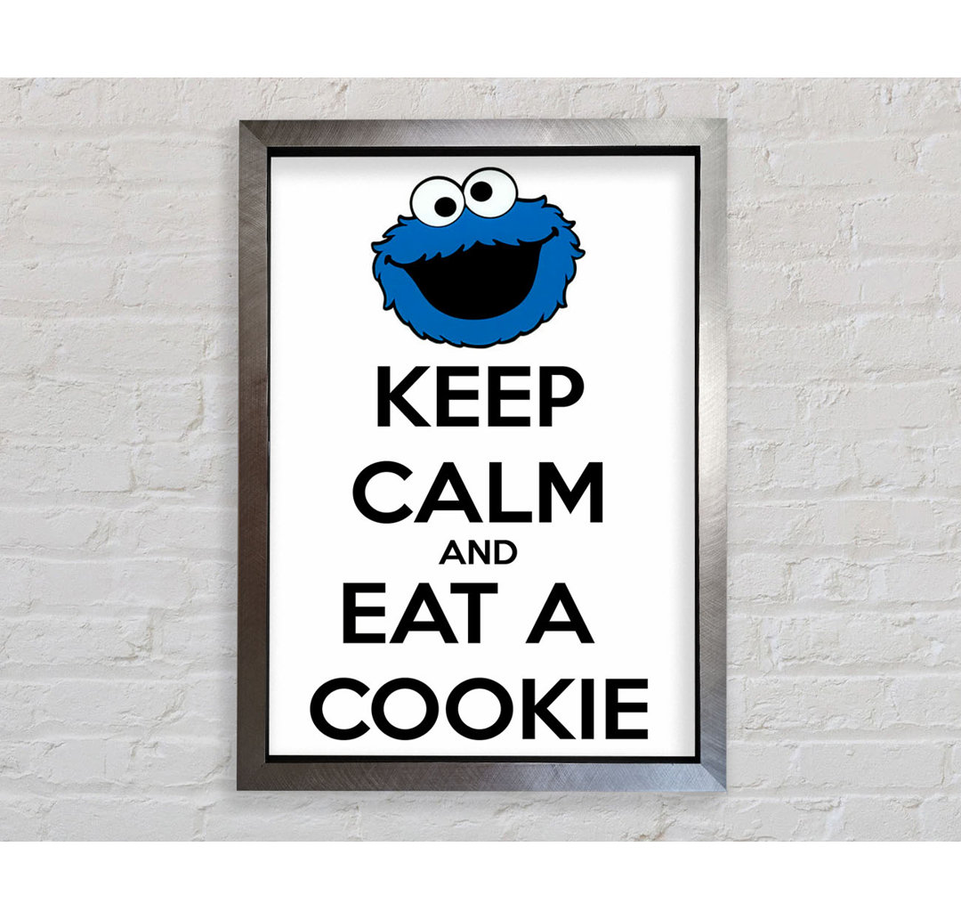 Zitat aus der Küche: "Keep Calm And Eat A Cookie - Single Picture Frame Print