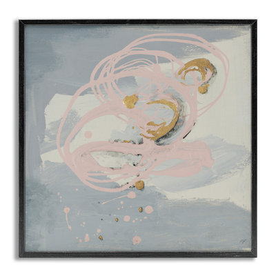 Grey with Pink Swirl White Framed Giclee Art by Patricia Pinto