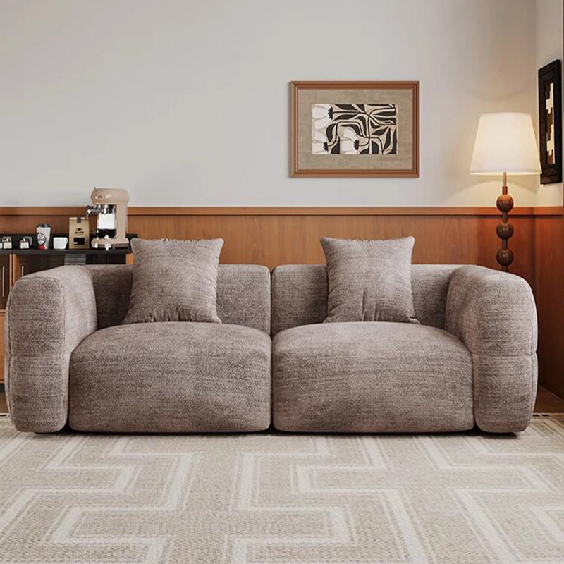 Canapé gris modulaire en chenille, Gris, H 26,57 po x l 94,49 po x P 42,52 po