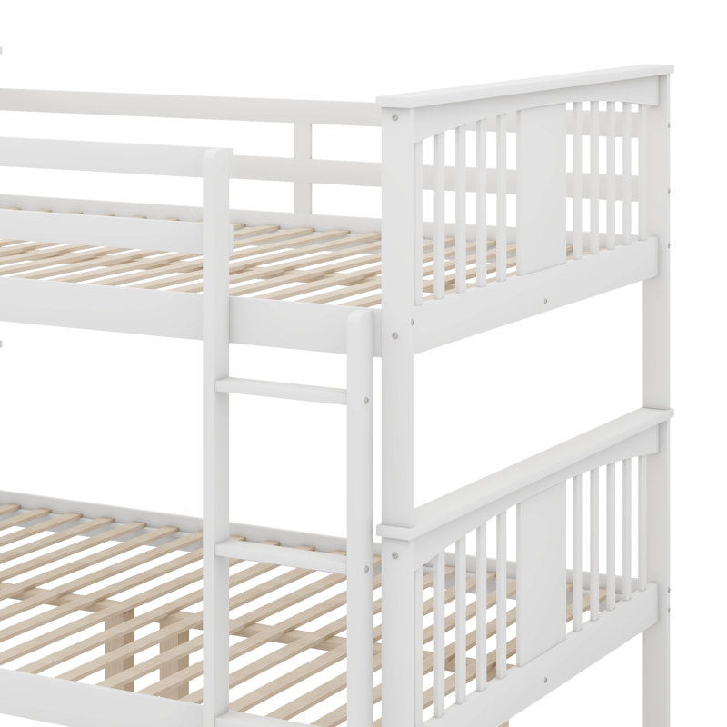 Lit superposé double au-dessus de double avec échelle pour chambre à coucher, Blanc