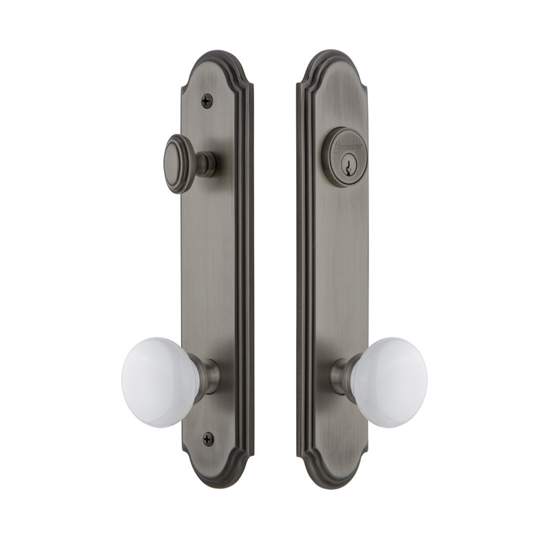 Complete Arc Entry Knob Set with Deadbolt, Antique Pewter, 2.375"