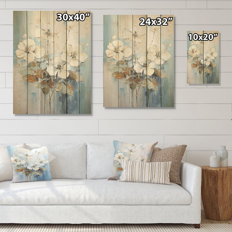 Minimalisme géraniums I - géraniums, art mural sur bois de pin naturel, H 20 po x l 10 po