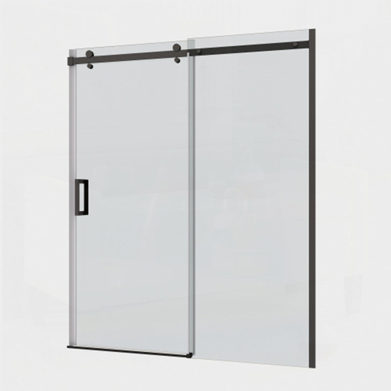 Porte de douche en verre, porte coulissante, Noir mat