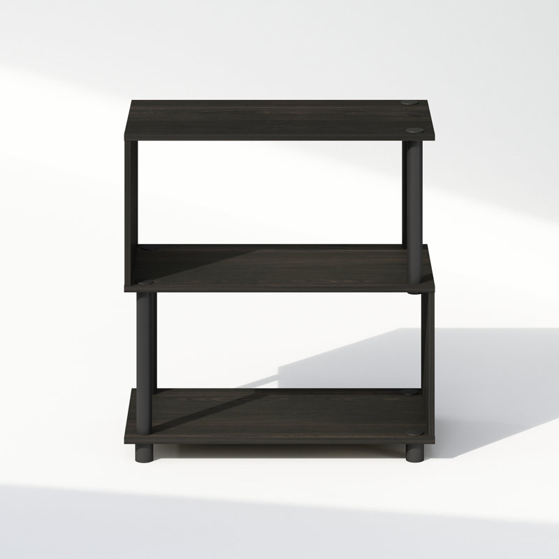 Ebern Designs Daum 5-Tier S-Shaped Bookcase, Bookshelf, Espresso, (2 Shelves) 25.44"H x 23.63"W x 11.8"D