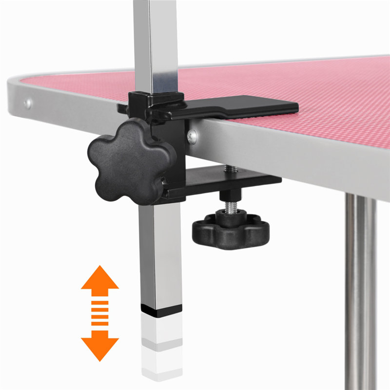 69.7'' H x 46.5'' W x 24'' D Adjustable and Foldable Dog Folding Grooming Table, Pink