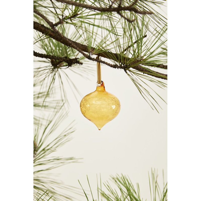 Etched Bauble Ornament 3"x 3.25", Amber