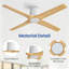 Ventilateur de plafond encastré standard à 4 pales en bois massif avec télécommande-1222176932-1222176934-1222176939