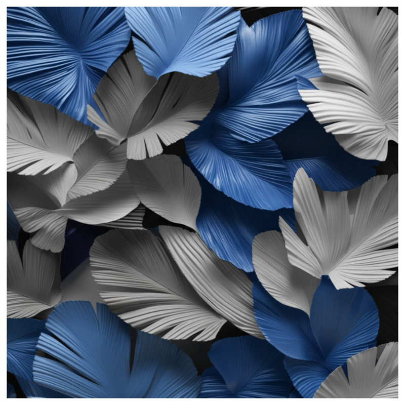 Couvertures texturées à feuilles de palmier, L 60 po x H 80 po, Bleu moyen / gris moyen