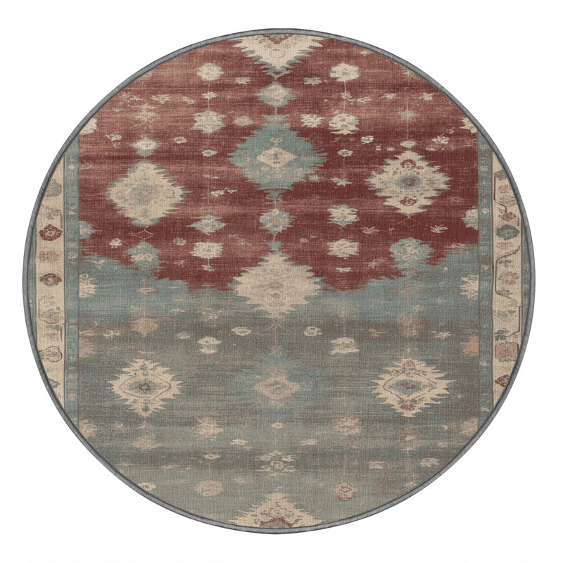 Tapis gris lavable à la machine, Rond 5 pi