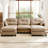 3 - Seat Chenille Modular U Shaped Couch With , Ergonomic Design, Camel Color, 2 Throw Pillows And Pillows, Easy Install, Design-121046609-121046607