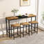 Table de salle à manger de cuisine moderne, table de pub, ensemble de table de salle à manger longue avec 3 tabourets, conception de tabouret suspendu pratique, naturel et noir (même SKU: W757P146463)-623380842