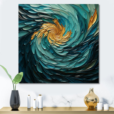 " Majestic Motion Teal Spiral III "