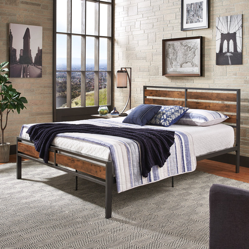 Iron Platform Bed, Black, Full