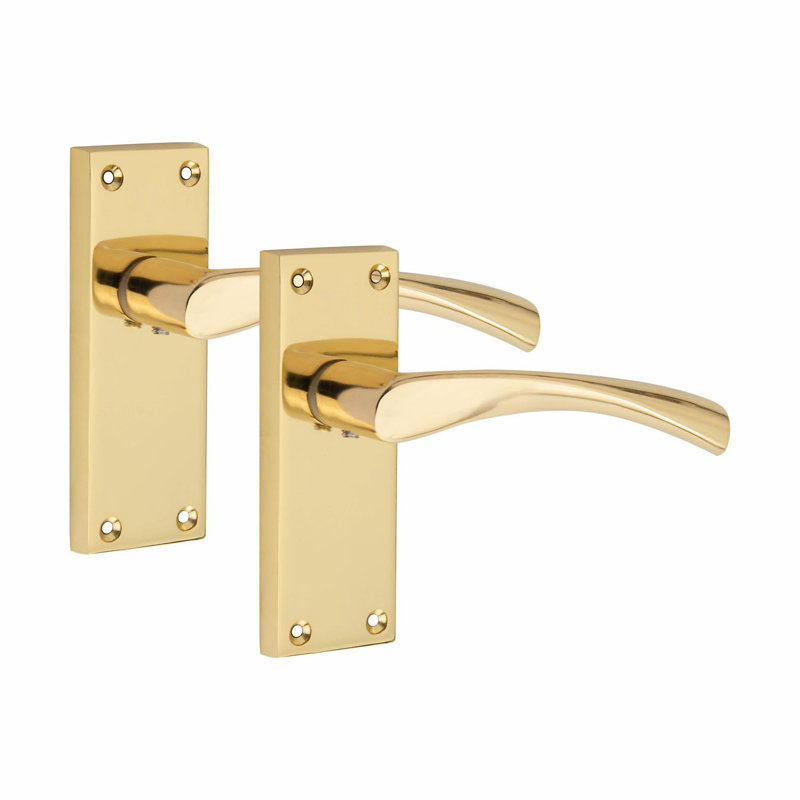 4 Sets Victorian Scroll Astrid Door Handles in Polished Brass with 1 Pair of 3" Standard Butt Hinges - 120mm x 40mm Backplate