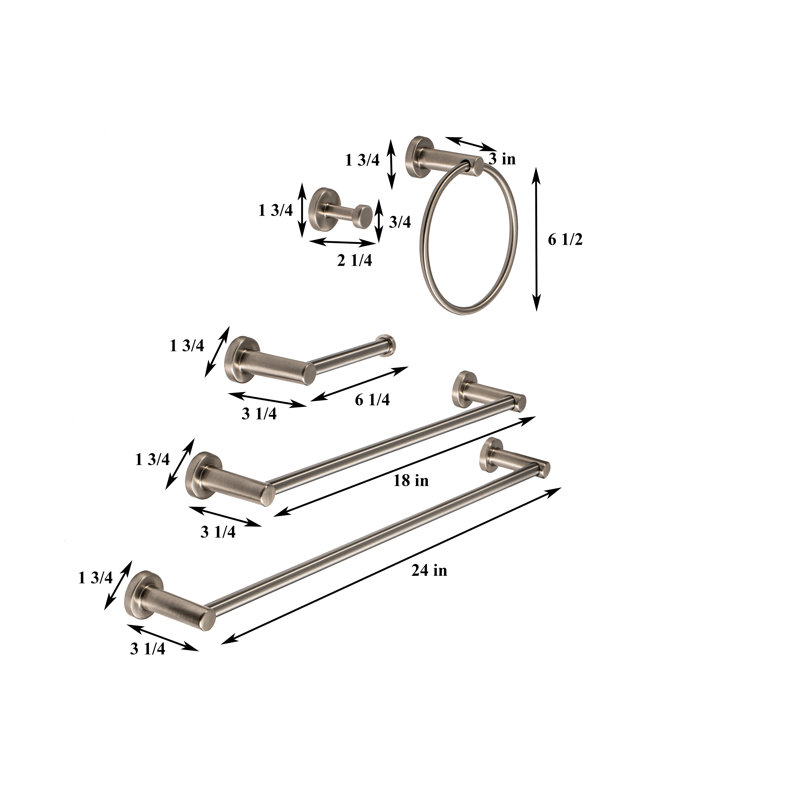 FantasHome 5 Pieces Bathroom Hardware Accessories Set - Brushed Gold, Brush Nickel