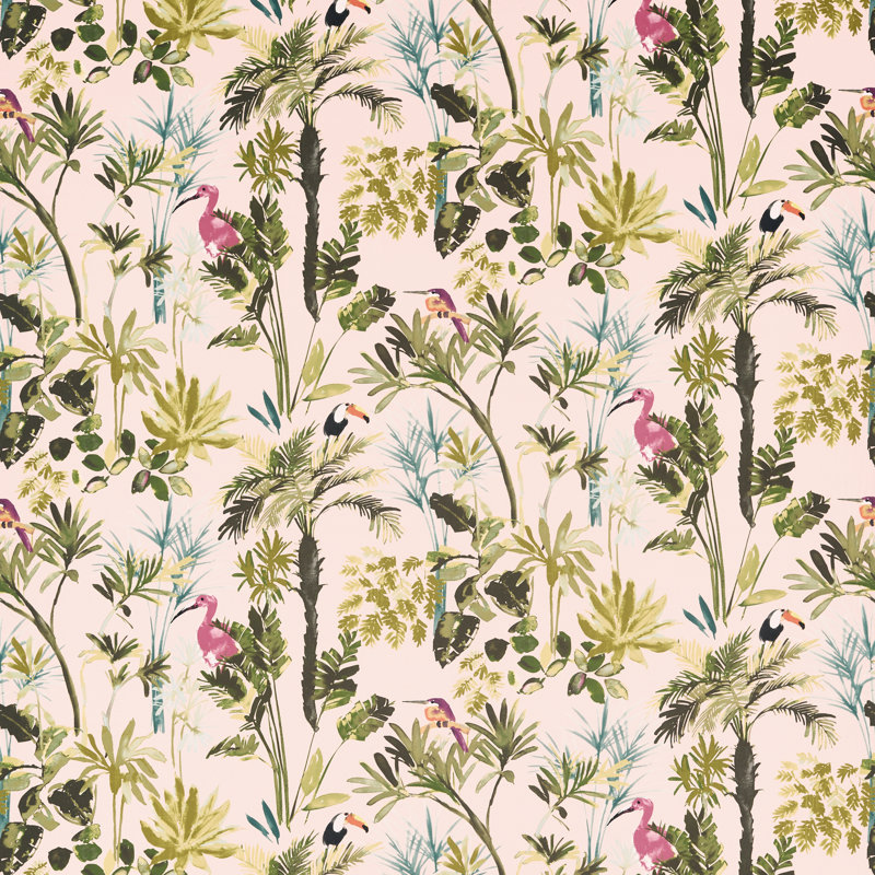 Amazonia Palm Performance Fabric, Blush Velvet