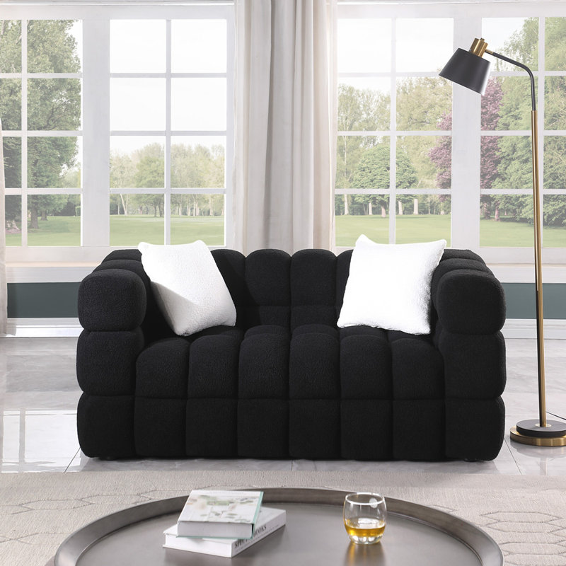 Canapé luxueux moelleux 2 places Boucle Upholstery, Noir