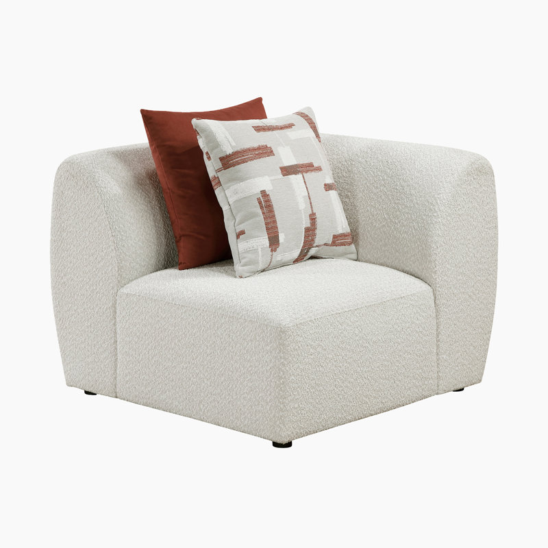 Siège d'angle moderne et contemporain Hysell de 42 po avec revêtement en chenille, mousse à haute densité sur ressorts ensachés, 2 coussins carrés inclus