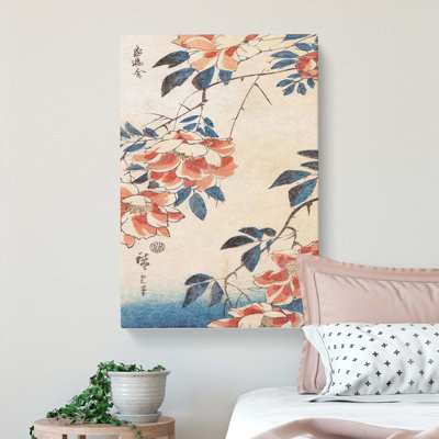 Rose Flowers by Utagawa Hiroshige - Wrapped Canvas