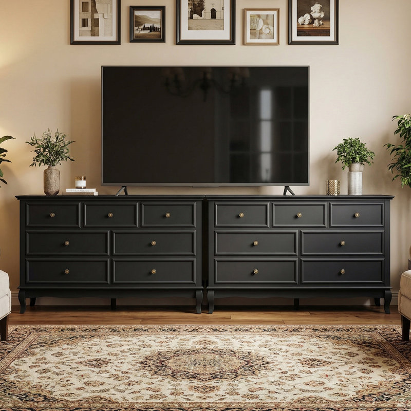 Commode 7 tiroirs Blane, Noir