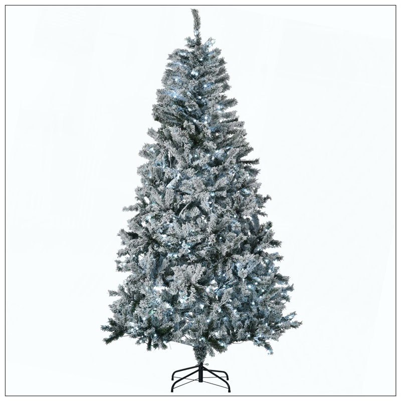 Arbre de Noël artificiel floqué avec lumières DEL blanc froid