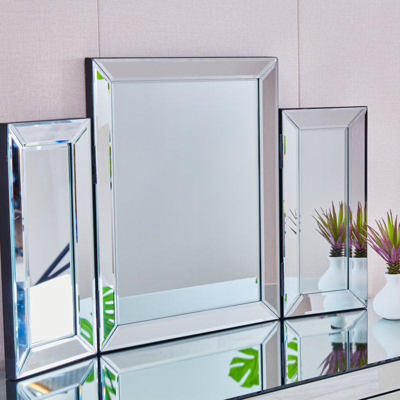 L 31 po x H 20 po Miroir de salle de bain pliable en forme de montagne largement utilisé dans les maisons et les bureaux, miroir