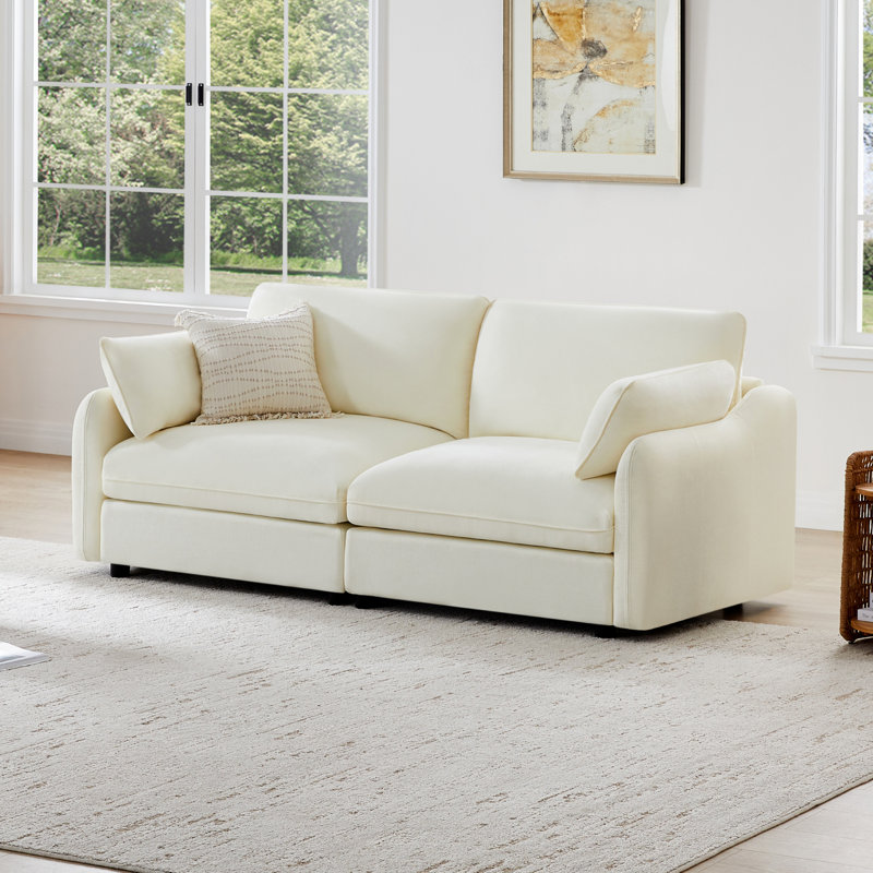 78" Modern Upholstered Sofa, Linen