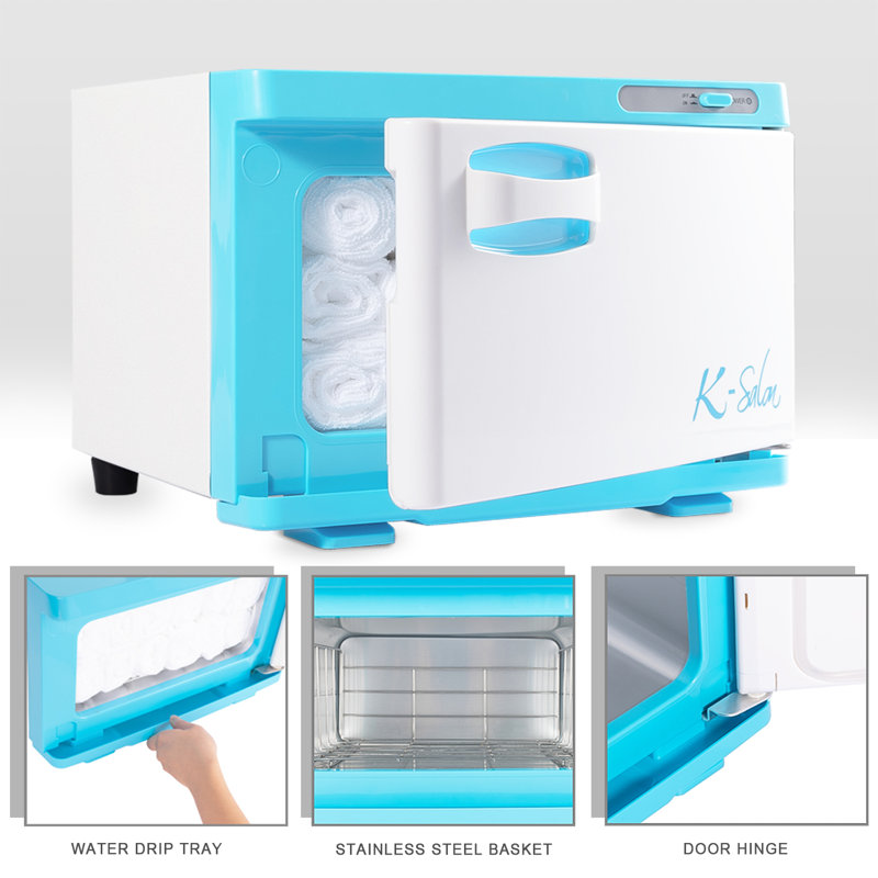 Armoire chauffante pour serviettes 8L, Blanc / Bleu