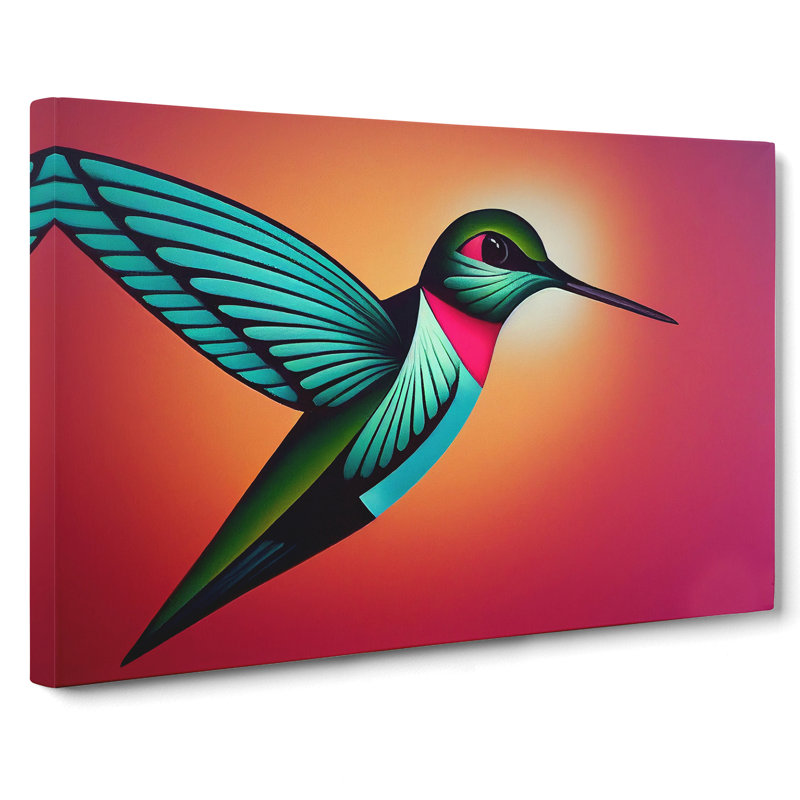 Deco Hummingbird - Wrapped Canvas, 35cm H x 50cm W x 3cm D
