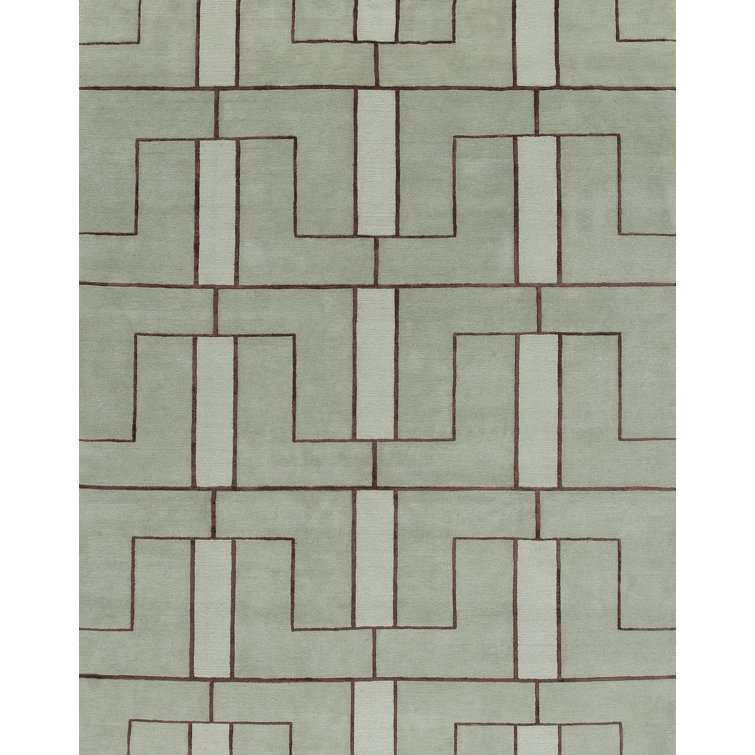 Modern Tibet Hand Knotted Area Rug in Green