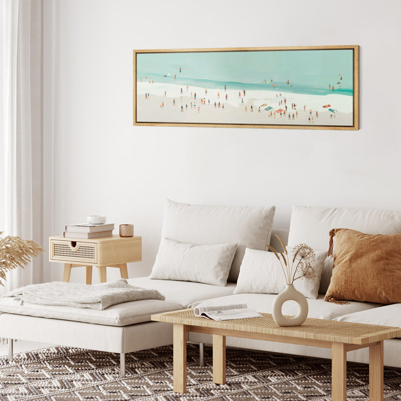 Relaxing Summer Beach - Oversized Framed Wall Decorations Canvas Print, 20" H x 60" W, Natural